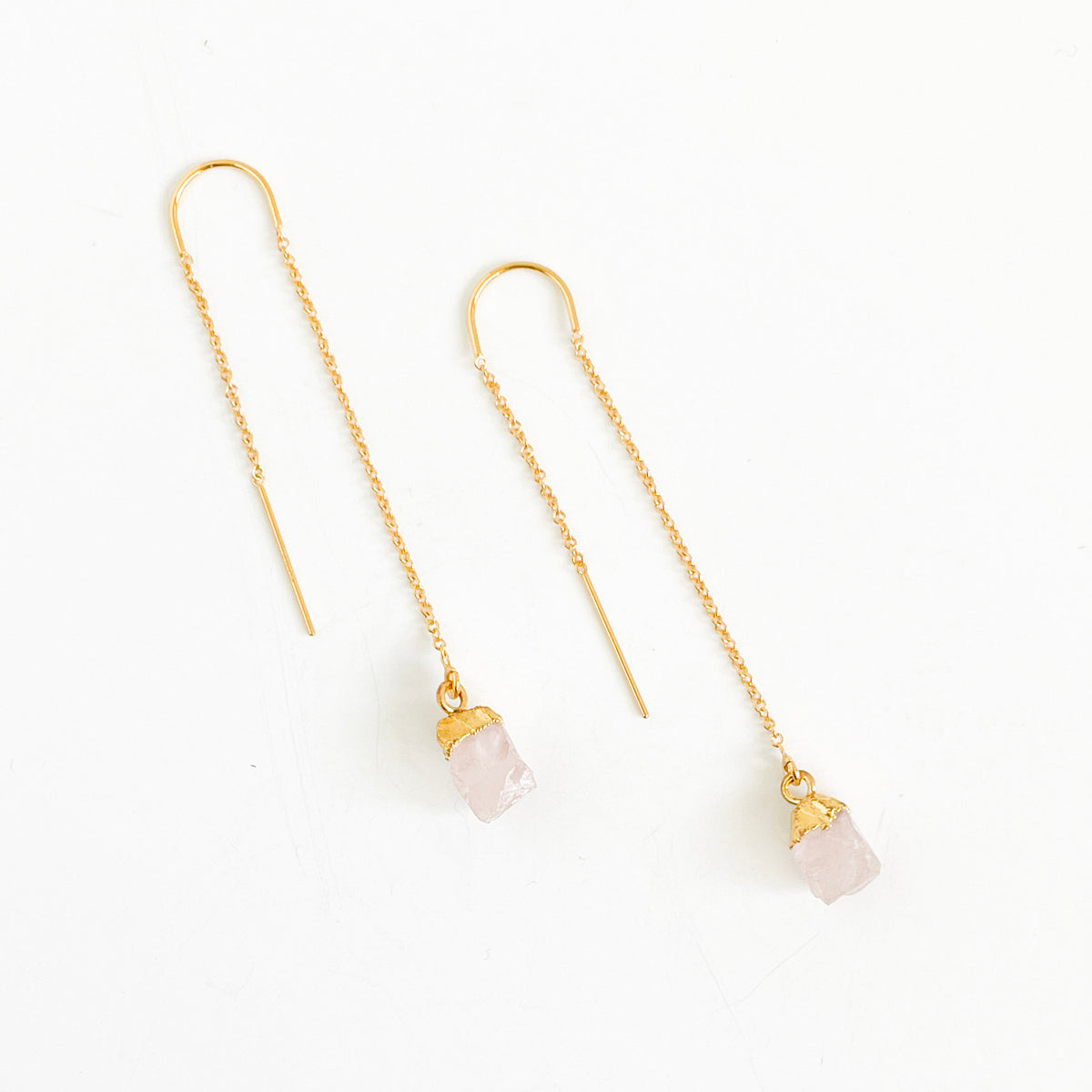 Rose Quartz Threader Earrings