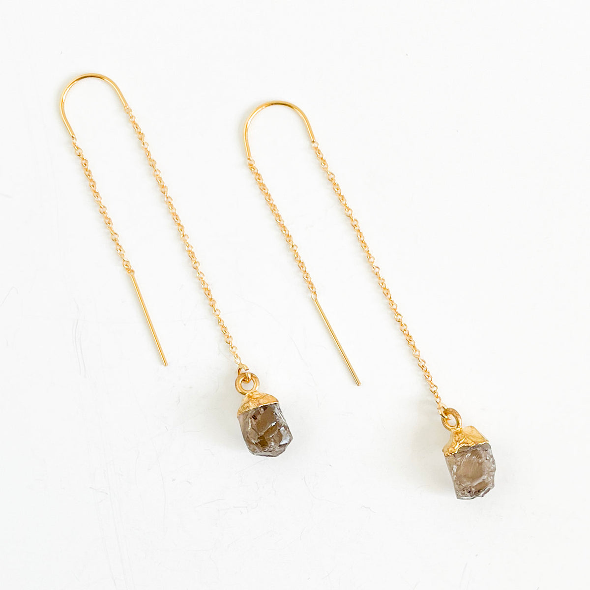 Smoky Quartz Threader Earrings