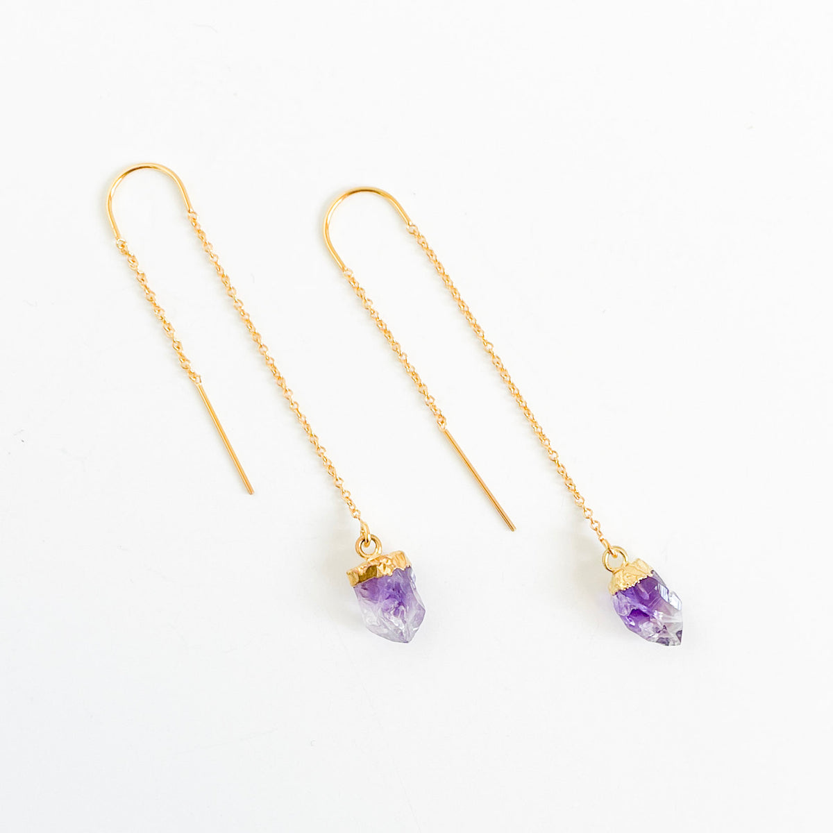 Amethyst Threader Earrings