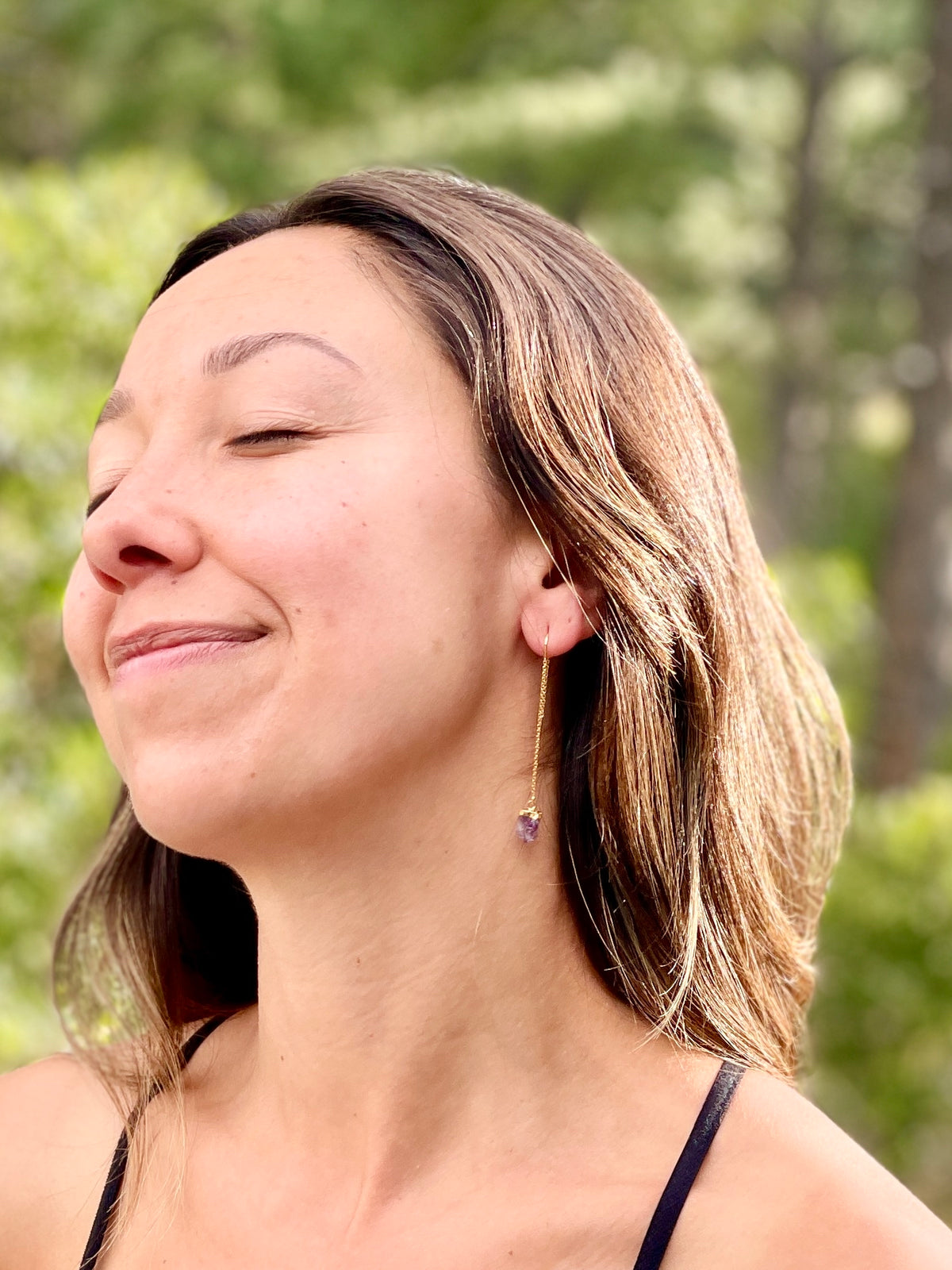 Amethyst Threader Earrings