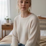 Goddess Glow Cascade Earrings - Peach Moonstone