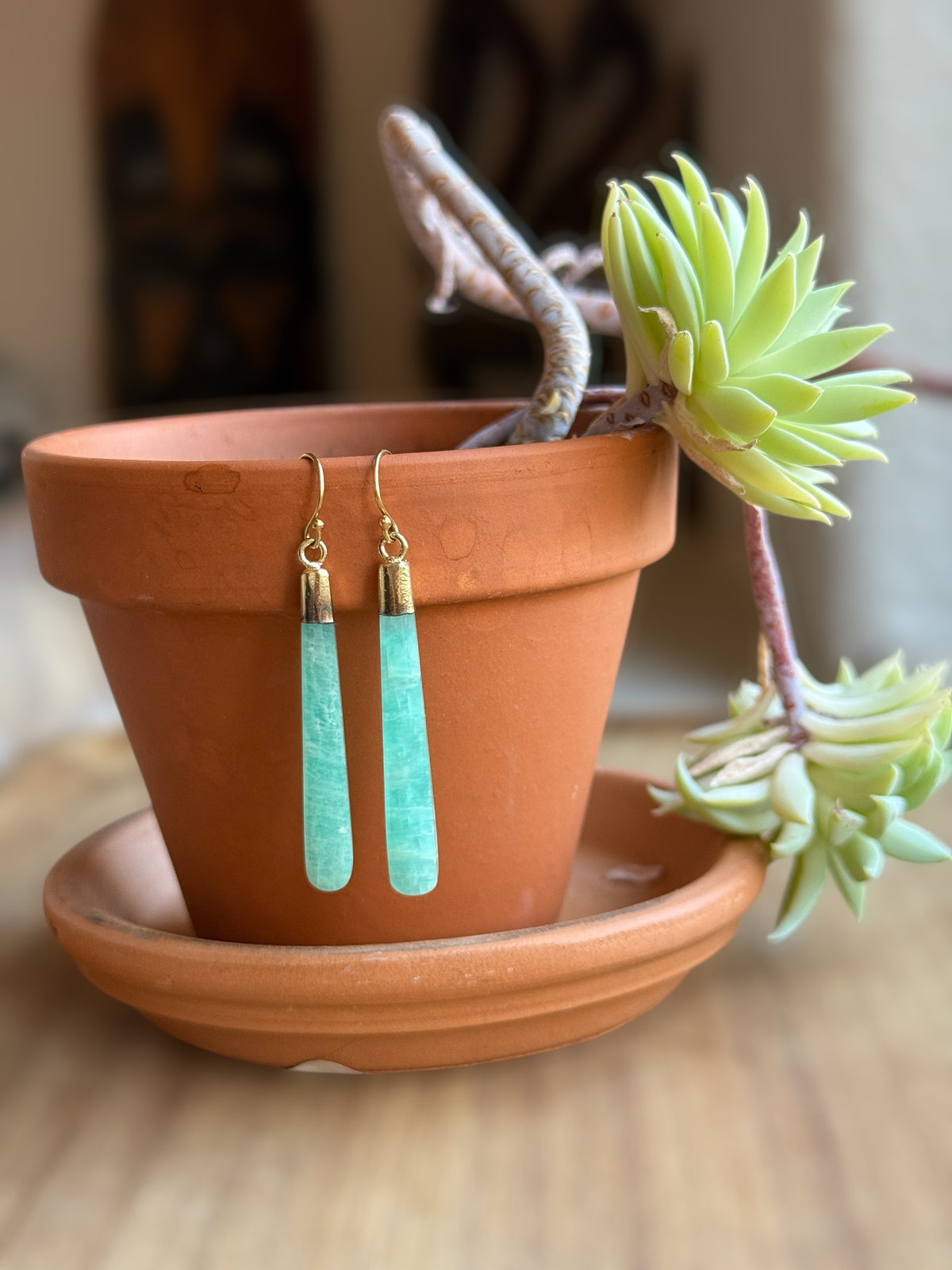 Tapping Into Flow Amazonite Gold Earrings