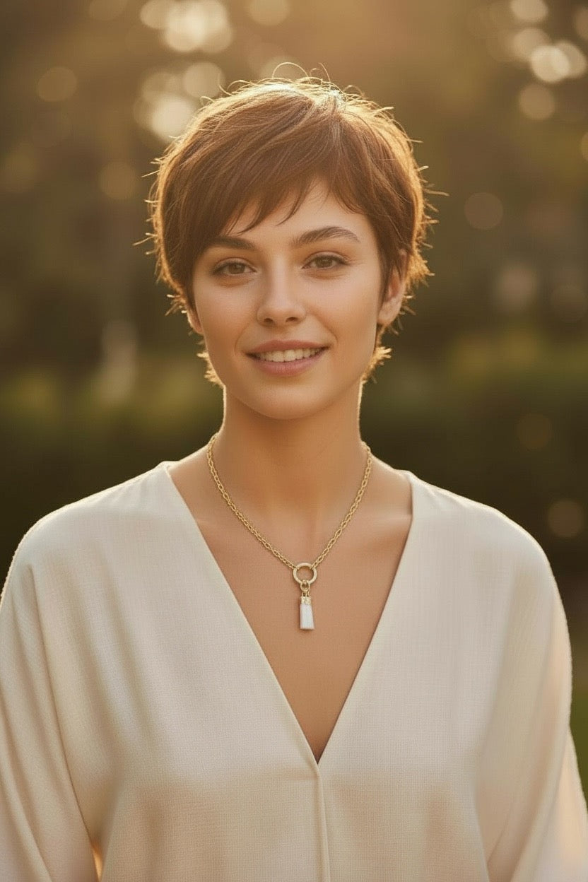 Intention Charm Necklace - Selenite and Om Charm