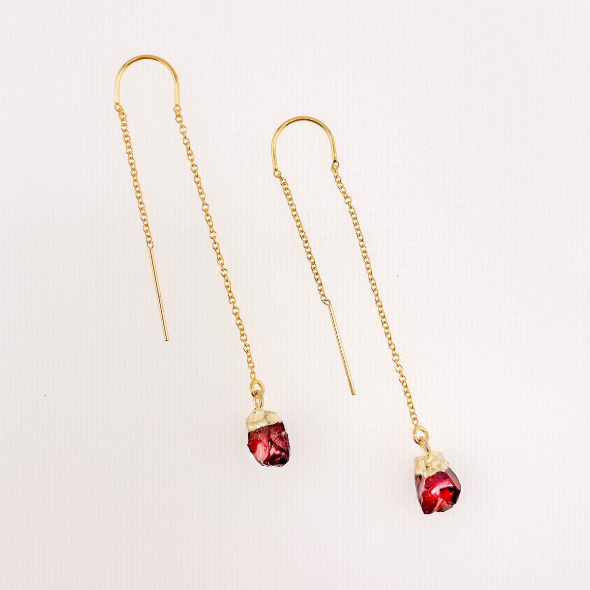 Garnet Threader Earrings