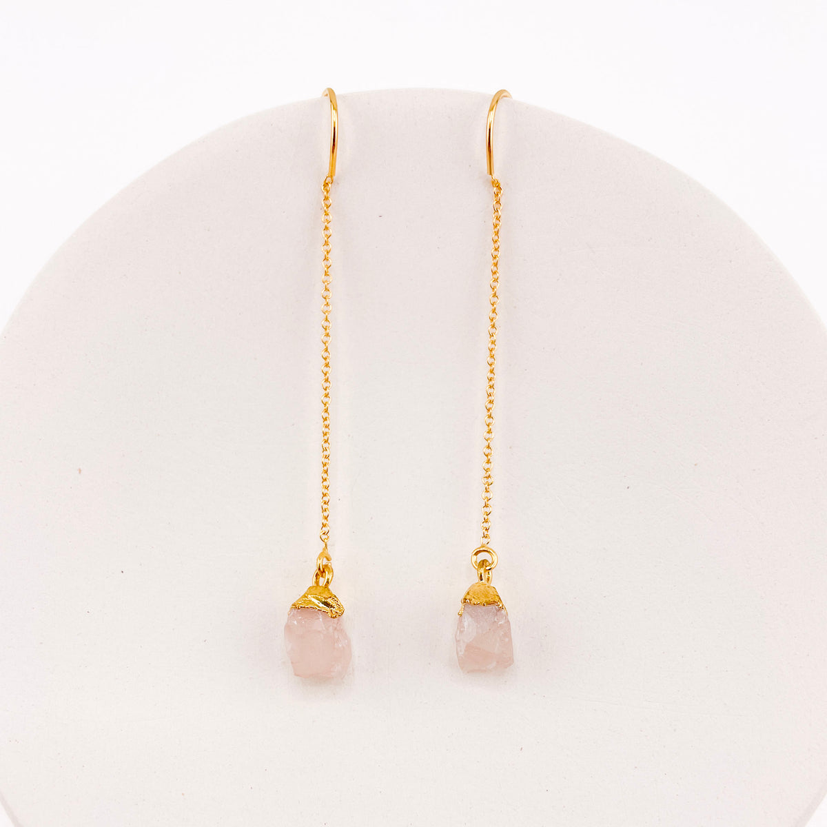 Rose Quartz Threader Earrings