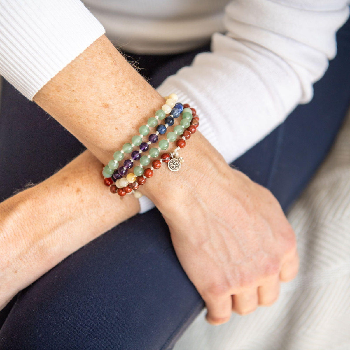 Chakra Mala Bracelet Ombre Pattern Meditation Jewelry Merakalpa Malas