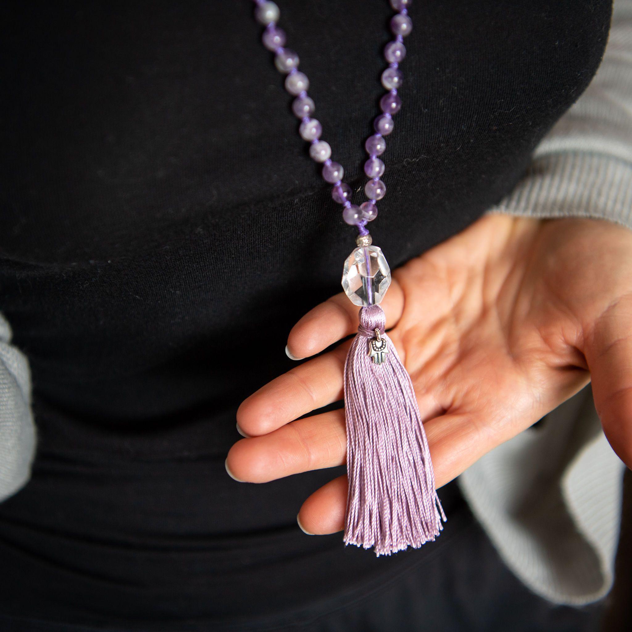 Chevron Amethyst Prayer Beads Merakalpa Malas