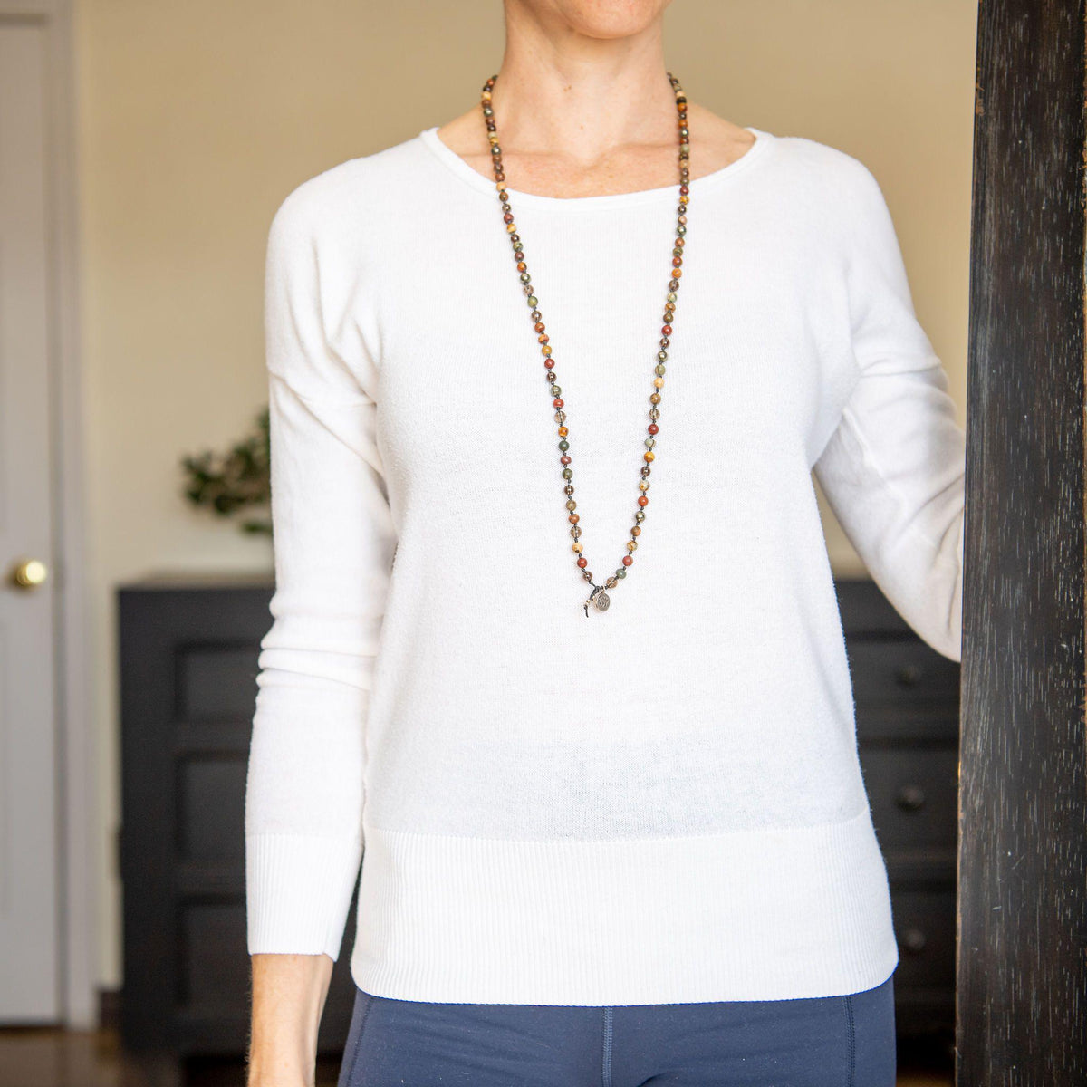 Mala Necklace for Grounding with Thai Silver Charm Merakalpa Malas