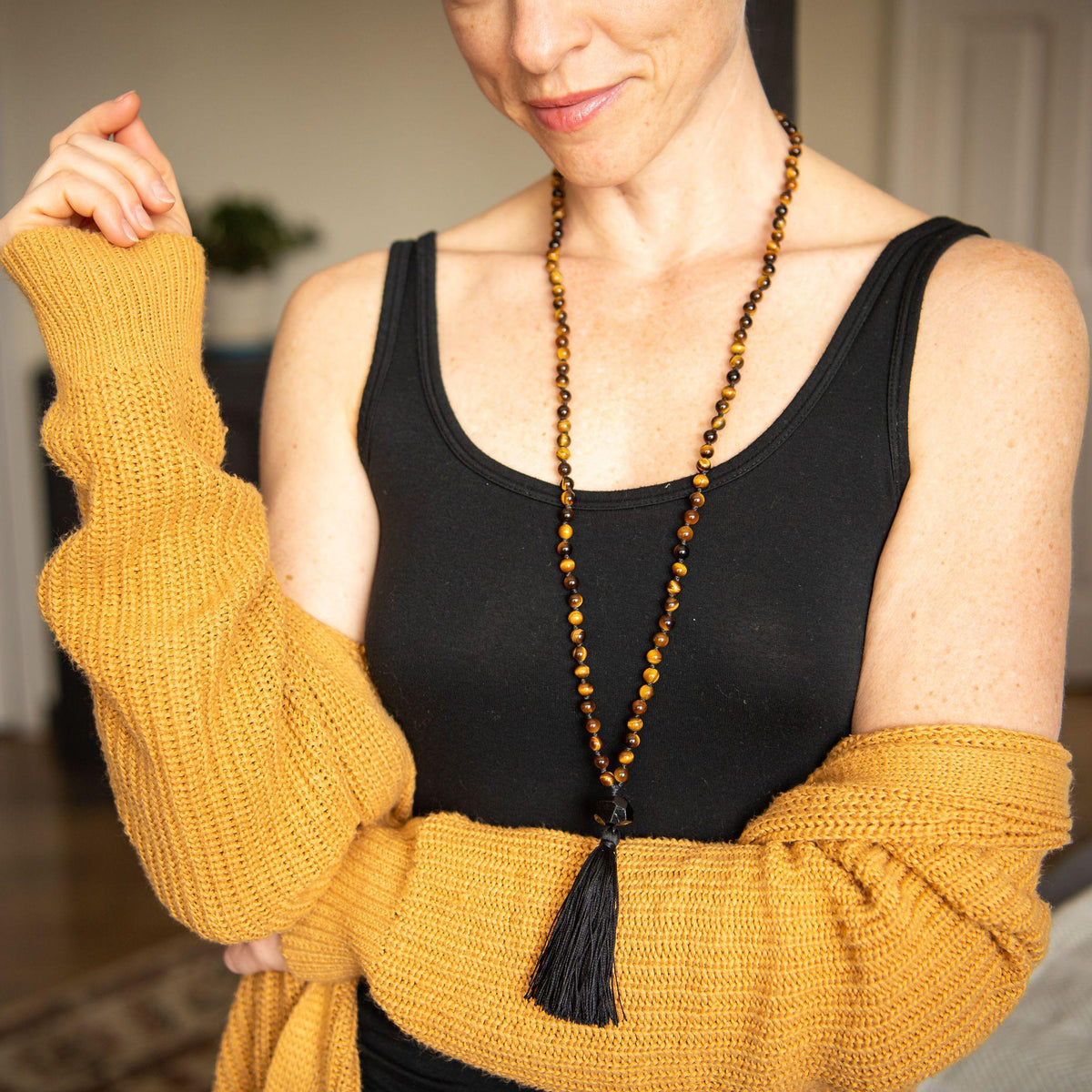 Tiger's Eye Mala Beads Yoga Teacher Gift Merakalpa Malas