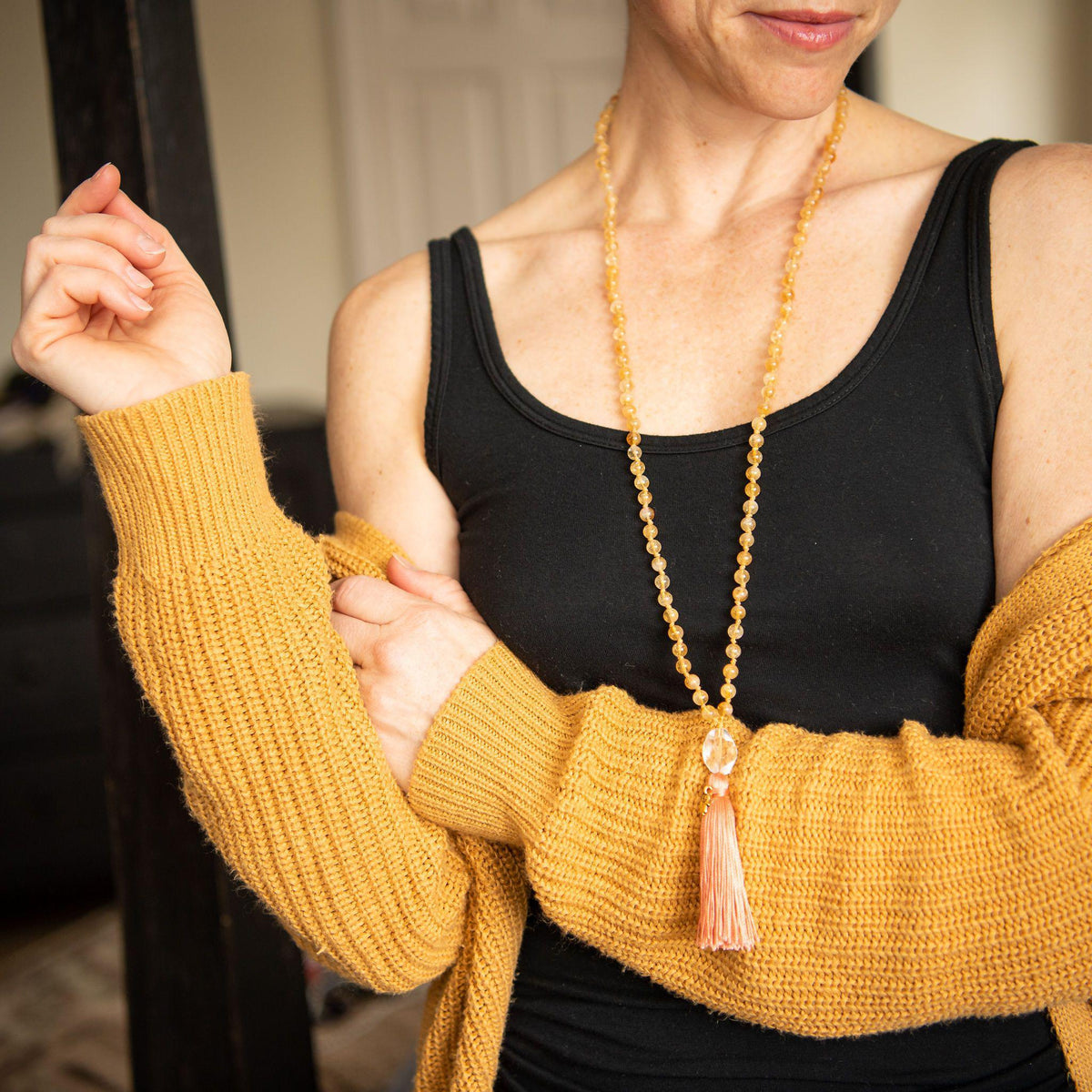 Mala Beads for Abundance Citrine Gemstone Mala Yoga Teacher Gift Merakalpa Malas