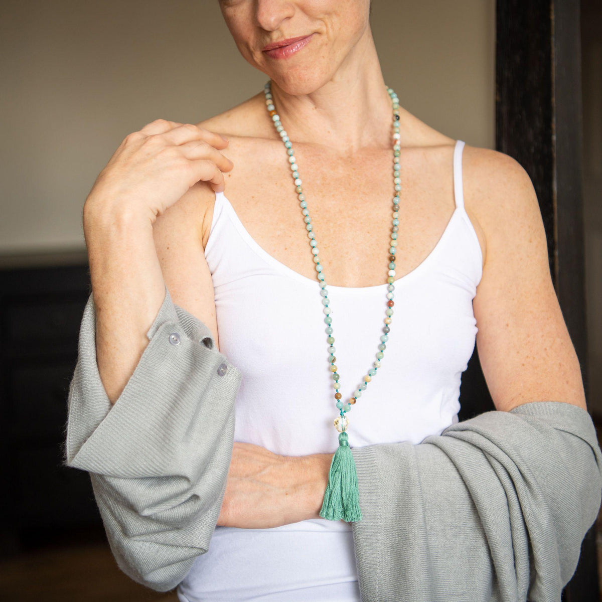 Amazonite Gemstone Mala Prayer Beads Made for You Merakalpa Malas